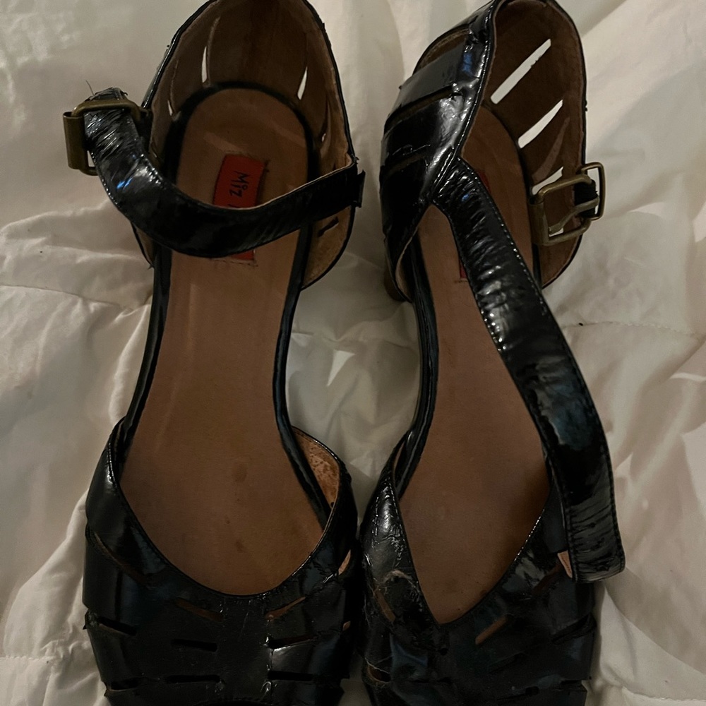 Black patent leather heels